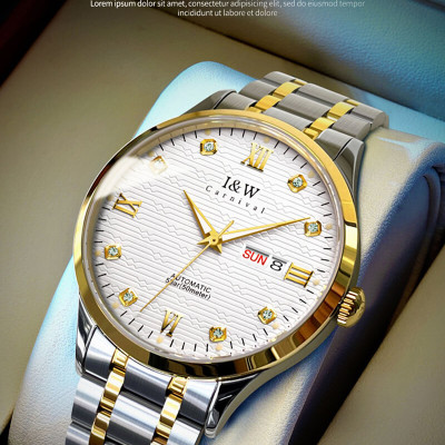 Đồng hồ nam chính hãng IW CARNIVAL IW651G-1 Kính sapphire ,chống xước ,Chống nước 50m ,Bảo hành 24 tháng,Máy cơ (Automatic),dây kim loại thép không gỉ 316L, thiết kế đơn giản dễ đeo