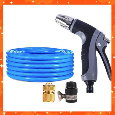 Bộ dây và vòi xịt  tăng áp rửa xe tưới cây 20M (cút đồng nối nhựa đen) 206817