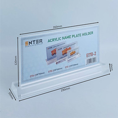 Kệ mica 2 mặt Enter E17B LR 12x26cm, đế mica 5.5x29cm dày 20mm vát 2 cạnh