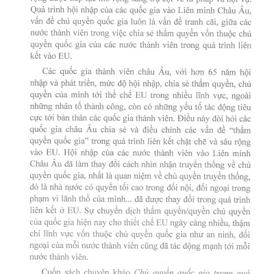 Chủ Quyền Quốc Gia Trong Quá Trình Hội Nhập Của Liên Minh Châu Âu (Sách chuyên khảo)
