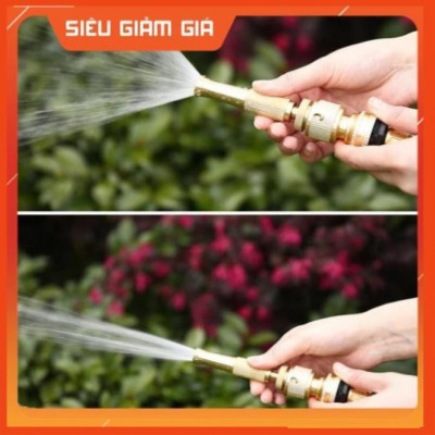 Bộ dây vòi xịt nước rửa xe, tưới cây . tăng áp 3 lần, loại 20m 206587 đầu đồng,cút đồng+ tặng đai