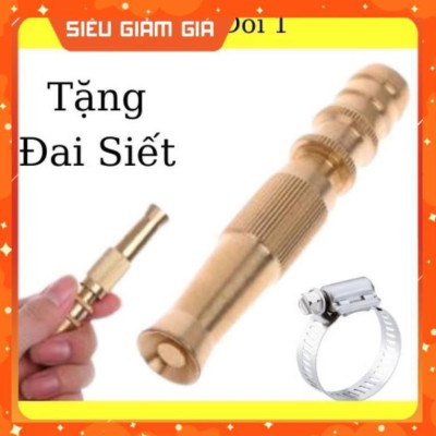 Đầu vòi xịt tăng áp mini bằng đồng phun nước rửa xe, tưới cây tăng áp đa năng có đai siết ống đi kèm 206587