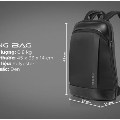 Balo Laptop 15.6 Inch KINGBAG KRATOS phối da bền bỉ, siêu nhẹ - Hàng Chính Hãng
