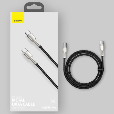 Cáp sạc nhanh Baseus Cafule Metal Series Type C to Type C 100W CATJK (Fast charge & Data Cable)- Hàng chính hãng