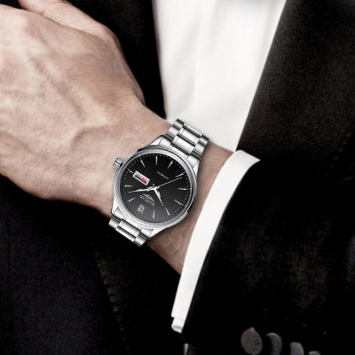 Đồng hồ nam chính hãng Kassaw K883-2 hàng mới 100% ,kính sapphire chống nước,chống xước,máy cơ (Automatic),mặt đen dây kim loại thép không gỉ 316L ,kiểu dáng đơn giản ,size mặt to 42mm