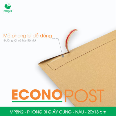 MPBN2 - 20x13 cm - Combo 20 phong bì giấy cứng đóng hàng màu nâu thay thế túi gói hàng