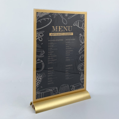 Kệ menu nhà hàng, Standee mica để bàn, Bảng quét mã QR Code, Kệ mica 2 mặt Enter E40 100x150mm đế nhôm cao cấp A6