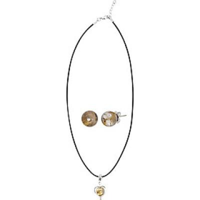 Bộ Bông Tai Và Mặt Dây Chuyền Thạch Anh Tóc Vàng Ngọc Quý Gemstones BT6