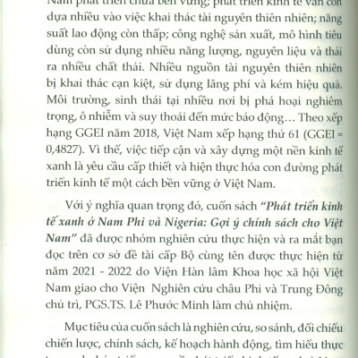 Phát Triển Kinh Tế Xanh Ở Nam Phi Và Nigeria: Gợi Ý Chính Sách Cho Việt Nam (Sách chuyên khảo) - PGS. TS. Lê Phước Minh chủ biên 