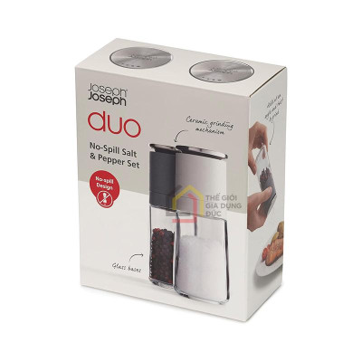 Set đựng muối tiêu Joseph Joseph Grey – JJ Duo No-spill Salt & Pepper Set (Grey)