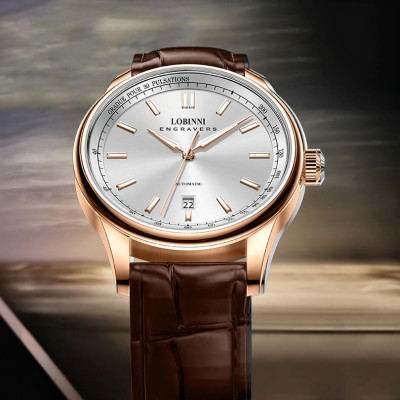 Đồng hồ nam chính hãng Lobinni L18026-1 ,Kính sapphire nguyên khối ,chống xước,chống nước 50m,mặt đen vỏ vàng hồng dây da đen(nâu) xịn, thép không gỉ 316L,Đồng hồ cơ (Automatic) bảo hành 24 tháng, hàng mới 100%,thiết kế đơn giản trẻ trung và sang trọng