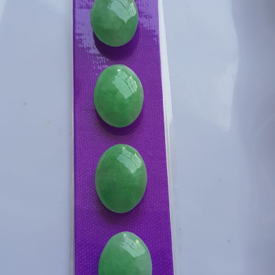 BỘ Lắc Tay Mới Oval 4 viên Xanh Ngọc Tươi đều bóng đẹp Size Dài 16mm x Ngang 12mm x cao 5mm Đá Ngọc Cẩm Thạch tự nhiên Nữ mệnh mộc hỏa thủy bọc vàng đeo đẹp sang món quà tặng ý nghĩa gửi đến Mẹ và người thân ạ