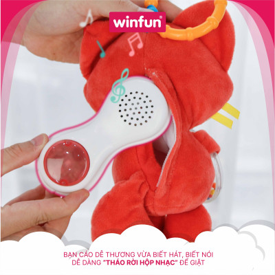 Đồ chơi treo nôi cảm ứng phát nhạc - bạn gấu mèo dễ thương Winfun WF720020-01
