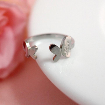 Nhẫn titan nữ thời trang freesize bướm hở cách điệu thép không gỉ titanium 3h jewelry 3 màu NNUT36