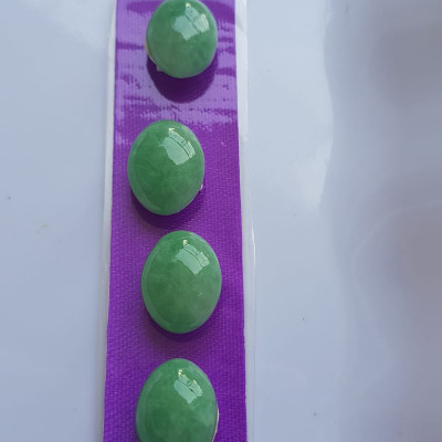 BỘ Lắc Tay Mới Oval 4 viên Xanh Ngọc Tươi đều bóng đẹp Size Dài 16mm x Ngang 12mm x cao 5mm Đá Ngọc Cẩm Thạch tự nhiên Nữ mệnh mộc hỏa thủy bọc vàng đeo đẹp sang món quà tặng ý nghĩa gửi đến Mẹ và người thân ạ