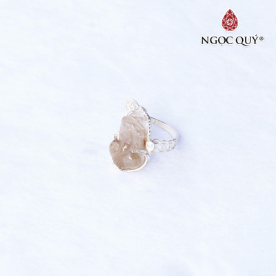 Nhẫn bạc tỳ hưu đá thạch anh tóc đỏ Ni16 - Ngọc Quý Gemstones