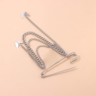Cài áo xích chuỗi titan thả tua rua cánh bướm sành điệu ấn tượng sang trọng lịch lãm trẻ trung