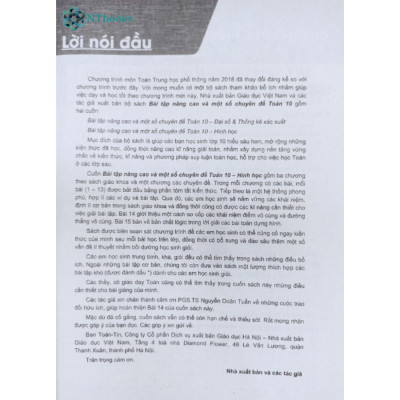 Combo 2 cuốn sách Bài tập nâng cao và một số chuyên đề toán 10 ( Hình Học + Đại số - thông kê xắc suất )