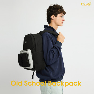 Balo thời trang du lịch unisex Old school Backpack B5 thương hiệu NATOL chất vải canvas nhiều ngăn kháng nước chống sốc cao cấp