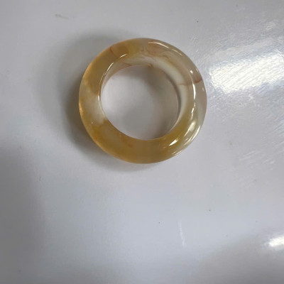 Nhẫn Nữ mới Đá Mã Não Bông Bông Vàng Tươi Trắng Bóng Đẹp Ni 16mm Cao 7mm Dầy 4mm Chị em Nữ mệnh Kim mệnh Thủy mệnh Thổ đeo lên tay xinh xắn may mắn ạ
