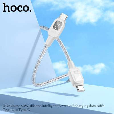 Cáp Sạc Và Truyền Dữ Liệu Sạc Tắt Nguồn Thông Minh Silicone Dành Cho Hoco U124 Type C To Type C 60W Dây Dài 1.2M Hàng Chính Hãng