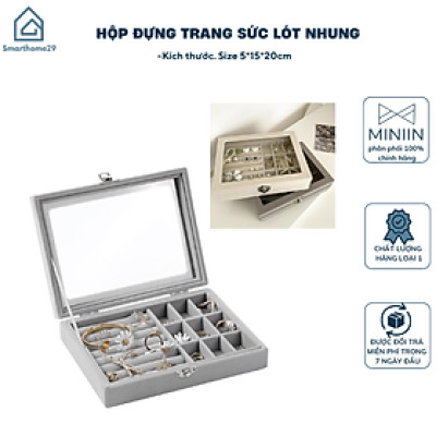 Hộp Đựng Đồ Trang Sức Mặt Kính Bọc Nhung Mềm Chống Bụi - Hàng Chính Hãng MINIIN