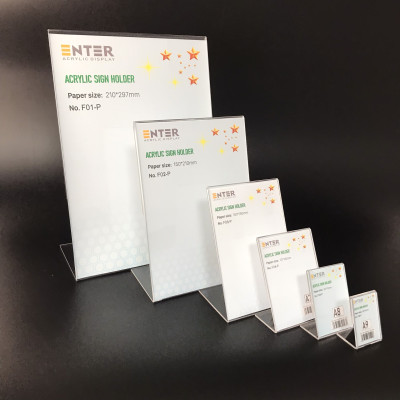 Kệ mica 1 mặt Enter F06-P 35x50mm A9 đứng, Kệ menu chữ L, Khung thông tin sản phẩm, Khung bảng giá, Kệ trưng bày để bàn