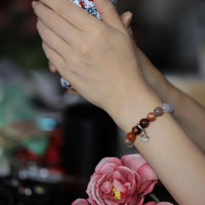 Vòng tay nữ MN trắng 10ly mix Mắt Hổ và Charm rơi Anqlo