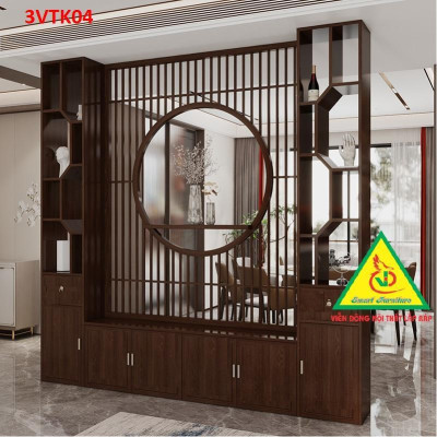 Vách ngăn phòng khách nhà bếp, Tủ kệ vách ngăn phòng 3VTK04 - Nội thất lắp ráp Viễn Đông ADV