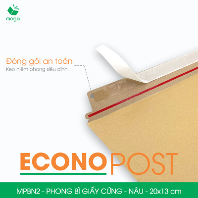 MPBN2 - 20x13 cm - Combo 20 phong bì giấy cứng đóng hàng màu nâu thay thế túi gói hàng