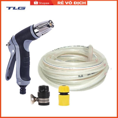 Bộ dây và vòi xịt tăng áp rửa xe tưới cây 3-5M 206817(cút nhựa nối đen 712-2)