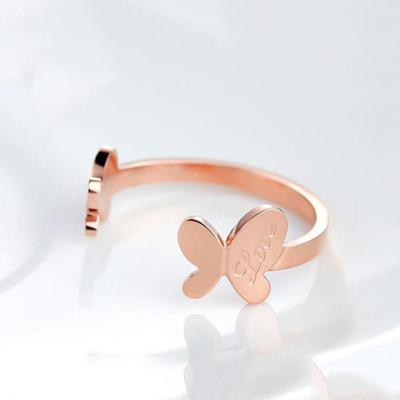 Nhẫn titan nữ thời trang freesize bướm hở cách điệu thép không gỉ titanium 3h jewelry 3 màu NNUT36