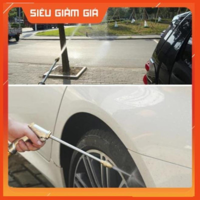 Bộ dây vòi xịt nước rửa xe, tưới cây . tăng áp 3 lần, loại 20m 206701-3 đầu đồng, cút nối vàng