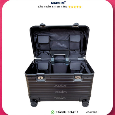 Vali hợp kim nhôm nguyên khối cao cấp Macsim Aksen hàng loại 1 MSAK168 Nhãn hiệu Macsim cao cấp cỡ 17 inches màu đen