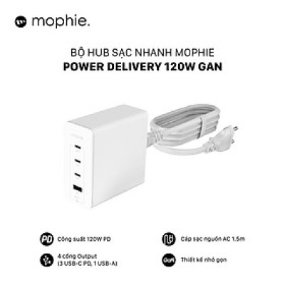Hub sạc nhanh Mophie Power Delivery 120W GaN - Hàng chính hãng