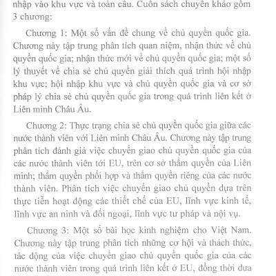 Chủ Quyền Quốc Gia Trong Quá Trình Hội Nhập Của Liên Minh Châu Âu (Sách chuyên khảo)