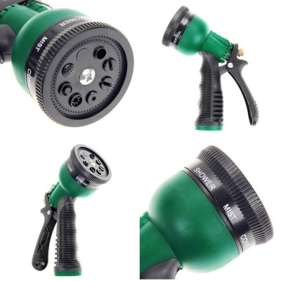 Vòi xịt rửa xe,Vòi phun nước tưới cây tăng áp thông minh 8 chế độ 815576-1 (cút vàng,nối xanh - dây xám)