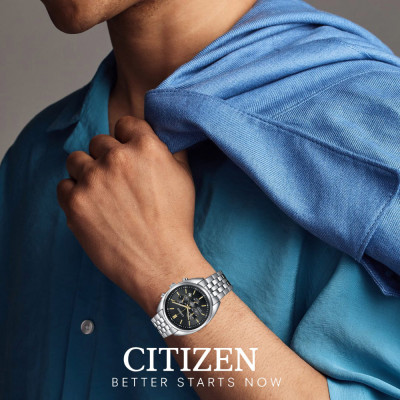 Đồng Hồ Citizen Nam Dây Kim Loại Pin (Quartz) AN8210-56E (42mm) - Mặt Đen