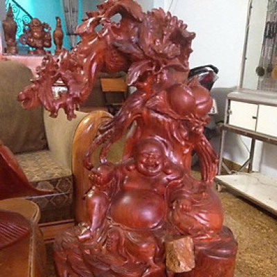 Tượng Gỗ Mỹ Nghệ Phật Di Lặc Ngồi Đào Kích Thước Cao 85cm x Đk 50cm Anh Chị Trưng Phòng Khách ở Nhà hay Công Ty Đẹp Tốt ạ