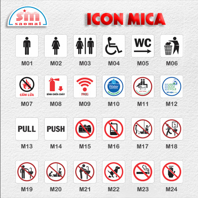 Icon mica 9.5x9.5cm trắng