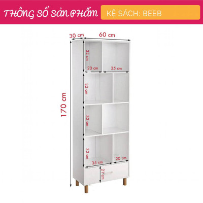Giá sách gỗ gia đình đa năng tiện nghi SMLIFE Beeb