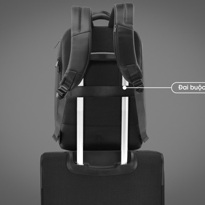 Balo laptop 15” KINGBAG HORMES thời trang, nhiều ngăn rộng rãi, ngăn lót cách nhiệt, jack cắm tai nghe, màu đen- Hàng chính hãng