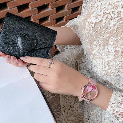 Đồng Hồ Nữ Julius Hàn Quốc JA1312 Dây Da Mặt In Hoa Thanh Lịch