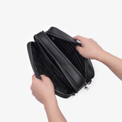 Clutch Đeo Chéo Ví Nam Cầm Tay GENCE RB08 Da Bò Khóa Vân Tay Cao Cấp Màu Đen