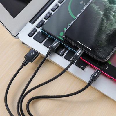 Cáp sạc nhanh 2.4A Hoco X14 dây tròn kết nối Type-C/Micro/iPhone dài 1M cho Smartphone ( 2 màu ) - Hàng chính hãng