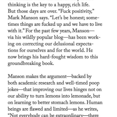The Subtle Art of Not Giving a F*Ck : A Counterintuitive Approach to Living a Good Life