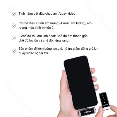 Micro thu âm không dây GoChek Ultra S24, tích hợp 2 chân cắm khi livestream/quay video/ghi âm cho điện thoại/máy tính bảng/PC/Laptop - Hàng chính hãng