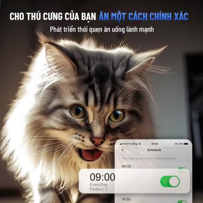 Máy cho thú cưng ăn tự động Oneisall PFD-002 Pro có ghi âm, có pin dự phòng - Hàng chính hãng