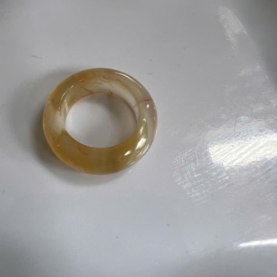 Nhẫn Nữ mới Đá Mã Não Bông Bông Vàng Tươi Trắng Bóng Đẹp Ni 16mm Cao 7mm Dầy 4mm Chị em Nữ mệnh Kim mệnh Thủy mệnh Thổ đeo lên tay xinh xắn may mắn ạ