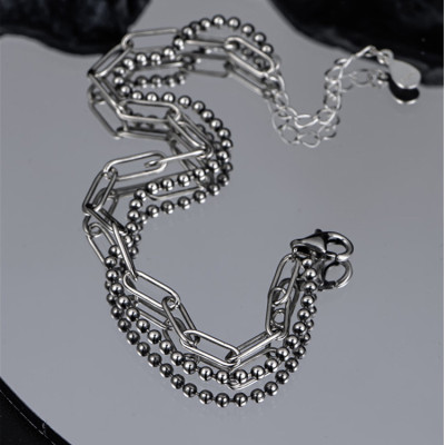 Vòng đeo tay lắc tay 2 tầng mix chain cá tính Âu Mỹ